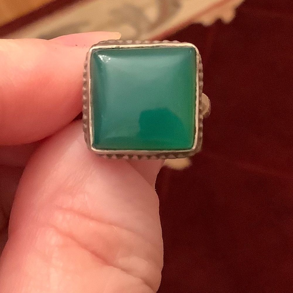𝅺sterling SILVER 925 GREEN ONYX WOMAN RING SIZE US 7.5​ - Picture 10 of 10